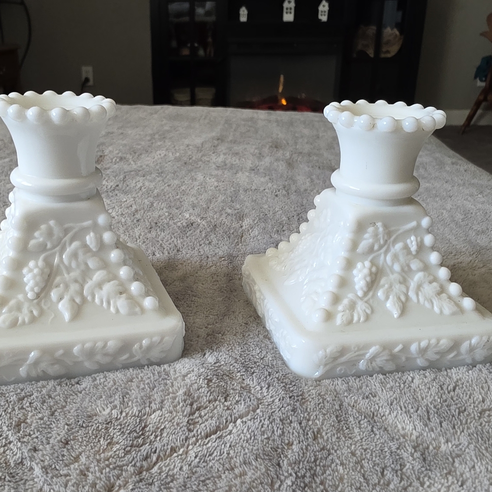 Westmoreland Milk Glass - Elegant White Candle Holders